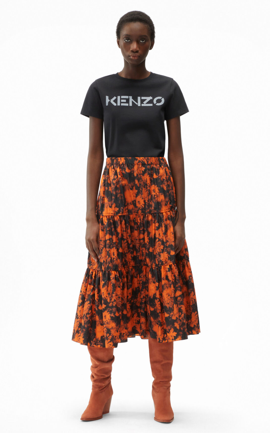 Kenzo Ghost Flower Midi Suknje Ženske - Narančaste - Hrvatska INLWUP135